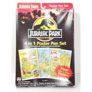 VTG 1992 Jurassic Park 4 In 1 Poster Pen Set Factory Sealed Craft House # 54811